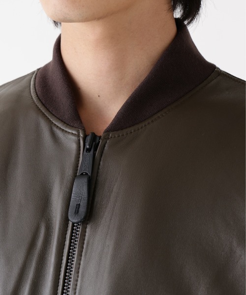 Alpha Industries(アルファインダストリーズ)の「【25FW新作商品】Alpha Industries/アルファインダストリーズ/LEATHER MA-1 FLIGHT JACKET(MA-1・メンズ・ブラック/ブラウン・MEDIUM/LARGE/X-LARGE/XX-LARGE)」の15枚目の写真