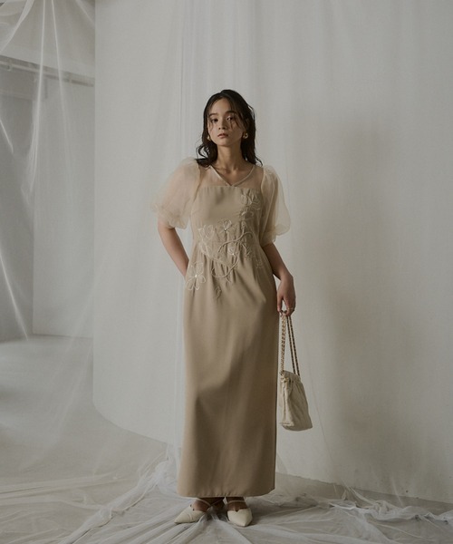 LE’RURE Puffsleeve embroidery dress セール】Puffsleeve embroidery dress（ドレス）｜LE'RURE（リルアー