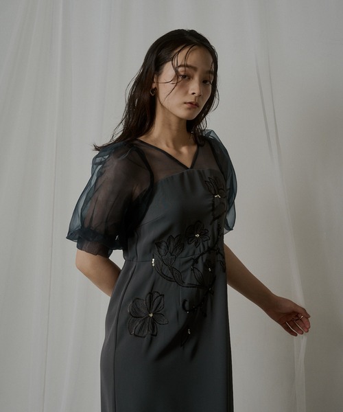 Puffsleeve embroidery dress（ドレス）｜LE'RURE（リルアー）の