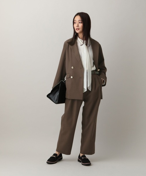 GLOBAL WORK(グローバルワーク)の「MATINEE LINE/2WAYリボンタイブラウス/583850(シャツ/ブラウス・レディース・チェック/オフホワイト/ダークパープル・MEDIUM/LARGE)」の4枚目の写真