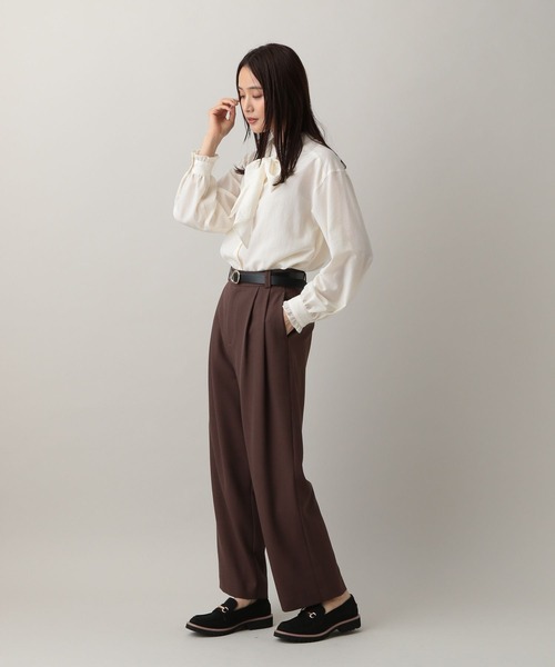 GLOBAL WORK(グローバルワーク)の「MATINEE LINE/2WAYリボンタイブラウス/583850(シャツ/ブラウス・レディース・チェック/オフホワイト/ダークパープル・MEDIUM/LARGE)」の7枚目の写真