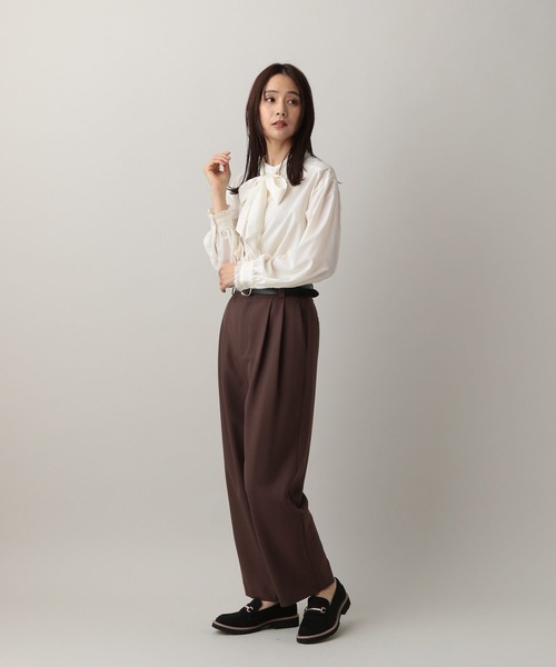 GLOBAL WORK(グローバルワーク)の「MATINEE LINE/2WAYリボンタイブラウス/583850(シャツ/ブラウス・レディース・チェック/オフホワイト/ダークパープル・MEDIUM/LARGE)」の8枚目の写真