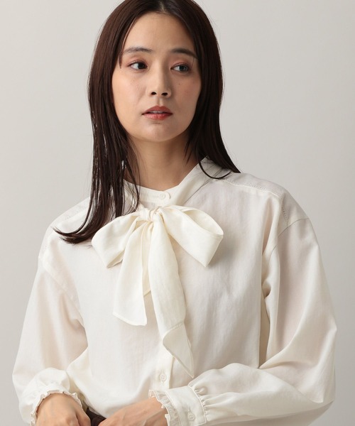 GLOBAL WORK(グローバルワーク)の「MATINEE LINE/2WAYリボンタイブラウス/583850(シャツ/ブラウス・レディース・チェック/オフホワイト/ダークパープル・MEDIUM/LARGE)」の11枚目の写真