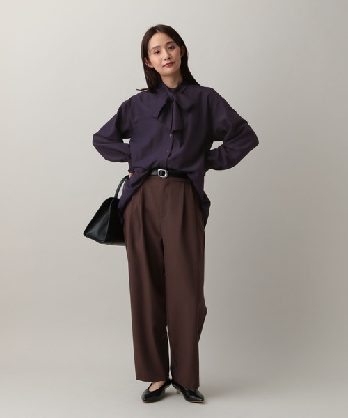 GLOBAL WORK(グローバルワーク)の「MATINEE LINE/2WAYリボンタイブラウス/583850(シャツ/ブラウス・レディース・チェック/オフホワイト/ダークパープル・MEDIUM/LARGE)」の13枚目の写真