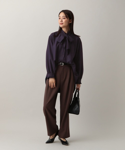 GLOBAL WORK(グローバルワーク)の「MATINEE LINE/2WAYリボンタイブラウス/583850(シャツ/ブラウス・レディース・チェック/オフホワイト/ダークパープル・MEDIUM/LARGE)」の14枚目の写真