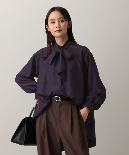 GLOBAL WORK(グローバルワーク)の「MATINEE LINE/2WAYリボンタイブラウス/583850(シャツ/ブラウス・レディース・チェック/オフホワイト/ダークパープル・MEDIUM/LARGE)」の15枚目の写真