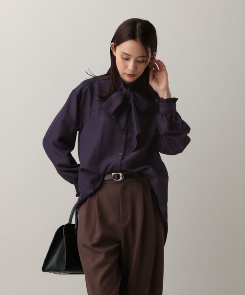 GLOBAL WORK(グローバルワーク)の「MATINEE LINE/2WAYリボンタイブラウス/583850(シャツ/ブラウス・レディース・チェック/オフホワイト/ダークパープル・MEDIUM/LARGE)」の16枚目の写真