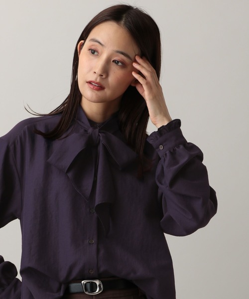 GLOBAL WORK(グローバルワーク)の「MATINEE LINE/2WAYリボンタイブラウス/583850(シャツ/ブラウス・レディース・チェック/オフホワイト/ダークパープル・MEDIUM/LARGE)」の17枚目の写真