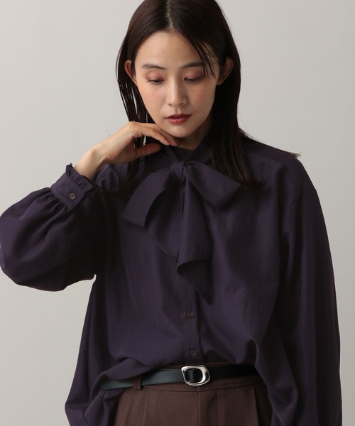 GLOBAL WORK(グローバルワーク)の「MATINEE LINE/2WAYリボンタイブラウス/583850(シャツ/ブラウス・レディース・チェック/オフホワイト/ダークパープル・MEDIUM/LARGE)」の19枚目の写真