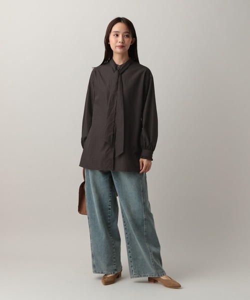 GLOBAL WORK(グローバルワーク)の「MATINEE LINE/2WAYリボンタイブラウス/583850(シャツ/ブラウス・レディース・チェック/オフホワイト/ダークパープル・MEDIUM/LARGE)」の20枚目の写真