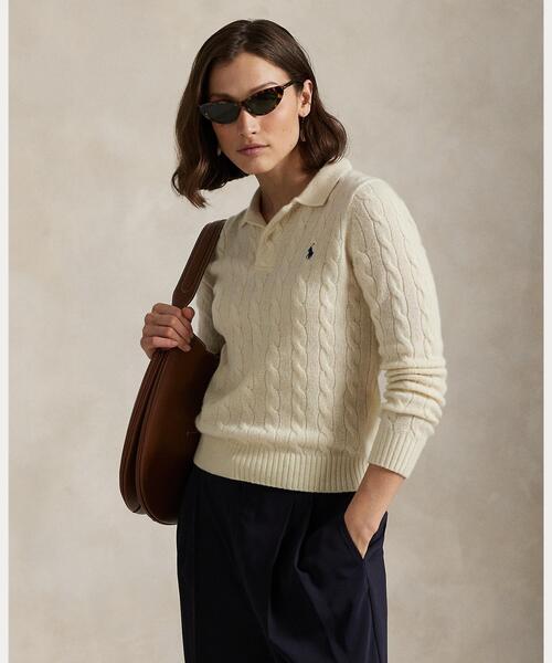 Ralph Lauren ラルフローレン ラムウール 襟付きニット セーター Polo Ralph Lauren/古着/ブルー/ワンポイント/ラムウール襟付きニット