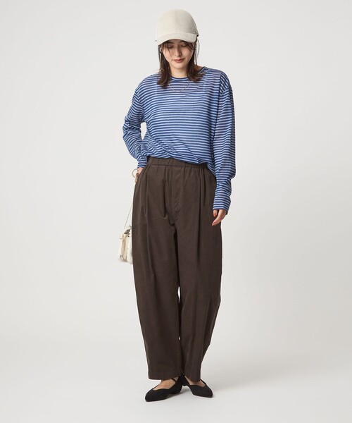 green label relaxing(グリーンレーベルリラクシング)の「ライトコール カーブ パンツ(その他パンツ・レディース・ベージュ/ダークグレー・38/36)」の6枚目の写真