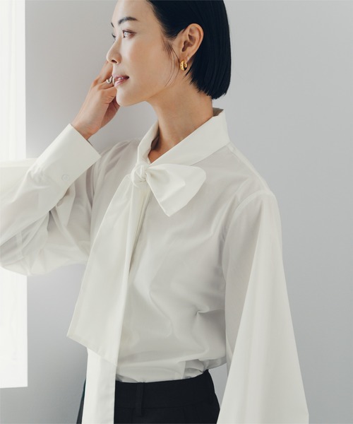 UR'S（ユアーズ）の「袖タックボウタイブラウス（シャツ/ブラウス・レディース・ホワイト/ブルー/ネイビー・L/M/S）」の14枚目の写真