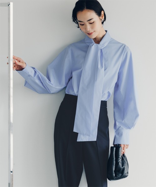 UR'S（ユアーズ）の「袖タックボウタイブラウス（シャツ/ブラウス・レディース・ホワイト/ブルー/ネイビー・L/M/S）」の20枚目の写真