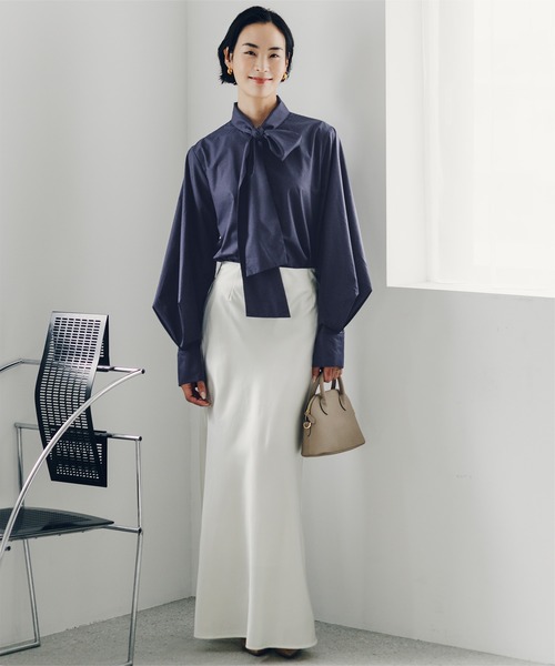 UR'S（ユアーズ）の「袖タックボウタイブラウス（シャツ/ブラウス・レディース・ホワイト/ブルー/ネイビー・L/M/S）」の17枚目の写真