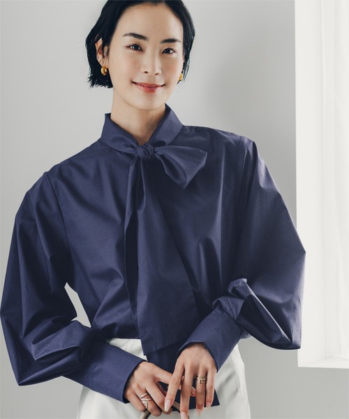 UR'S（ユアーズ）の「袖タックボウタイブラウス（シャツ/ブラウス・レディース・ホワイト/ブルー/ネイビー・L/M/S）」の19枚目の写真