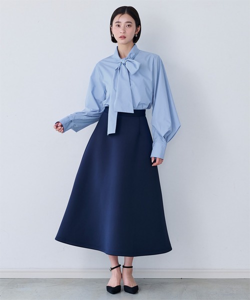 UR'S（ユアーズ）の「袖タックボウタイブラウス（シャツ/ブラウス・レディース・ホワイト/ブルー/ネイビー・L/M/S）」の9枚目の写真