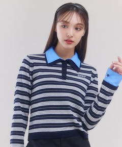 セール】ダブルカラーボーダーデザインニット（ニット/セーター