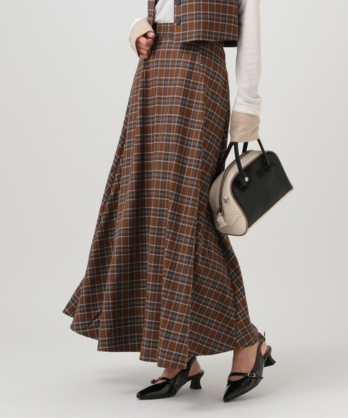 セール】[美シルエット]チェックフレアスカート（スカート）｜BAYFLOW