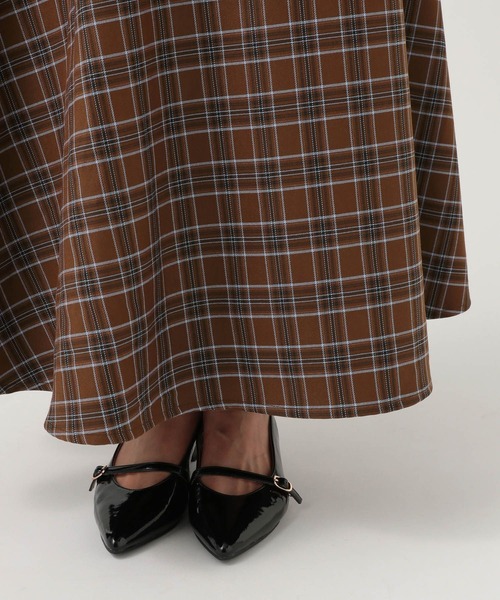 BAYFLOW（ベイフロー）の「[美シルエット]チェックフレアスカート（スカート・レディース・ブラウン/カーキ・FREE）」の14枚目の写真