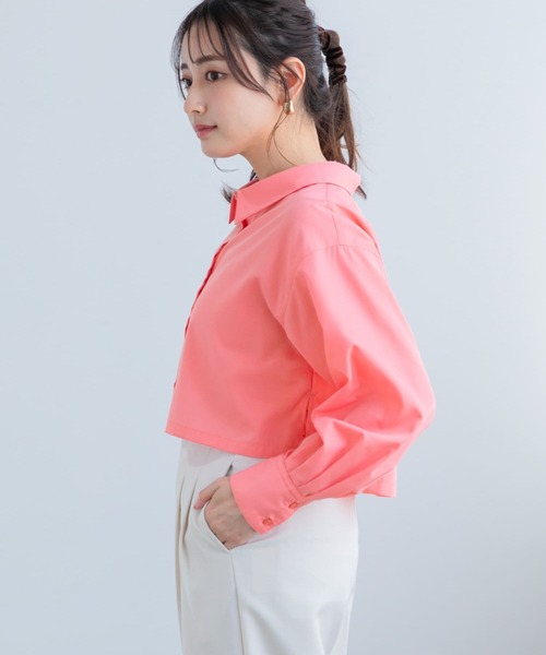 COHINA(コヒナ)の「クロップドカラーシャツ 【低身長・小柄女性】(シャツ/ブラウス・レディース・ピンク・ONE SIZE)」の5枚目の写真