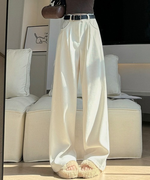 セール】【裏起毛で暖かい】コーデュロイスラックスパンツ ハイ