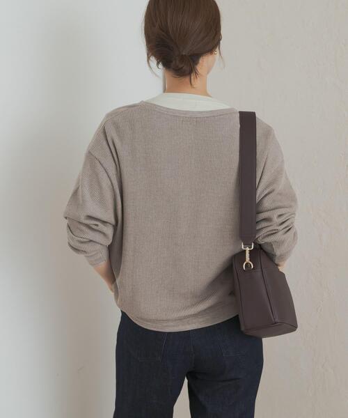 URBAN RESEARCH DOORS（アーバンリサーチドアーズ）の「タックフライスカーディガン（カーディガン/ボレロ・レディース・ネイビー/グレー系その他/バーガンディー・MEDIUM）」の8枚目の写真