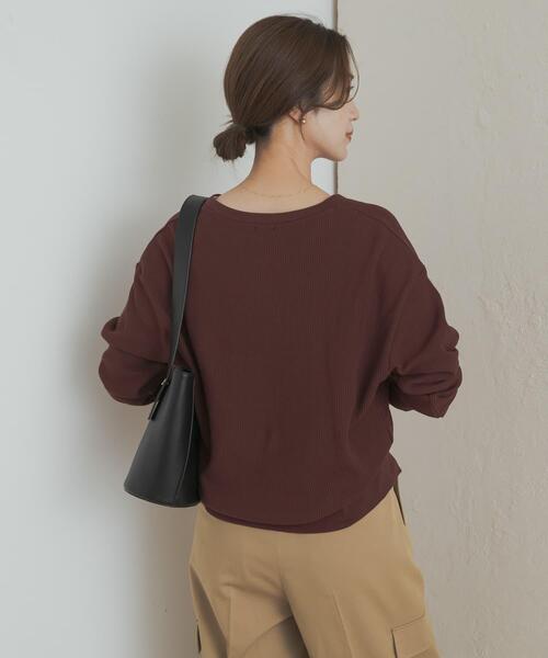 URBAN RESEARCH DOORS（アーバンリサーチドアーズ）の「タックフライスカーディガン（カーディガン/ボレロ・レディース・ネイビー/グレー系その他/バーガンディー・MEDIUM）」の17枚目の写真