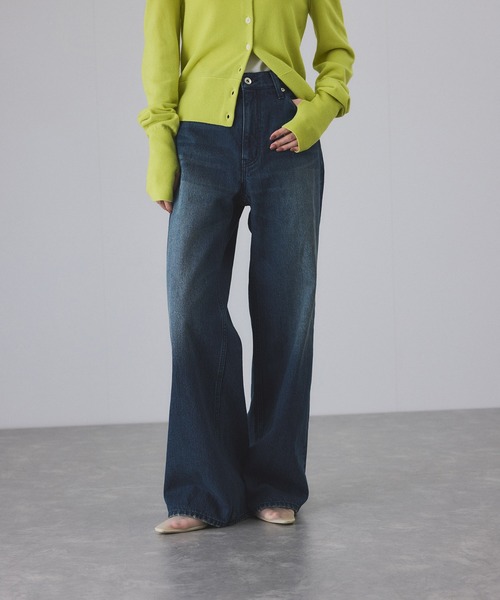 セール】【サステナブル】デニム＆カツラギセミフレアパンツ（デニム