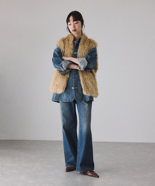 ADAM ET ROPE'（アダムエロペ）の「【サステナブル】デニム＆カツラギセミフレアパンツ（デニムパンツ・レディース・ライトグレー/ブルー系その他4・36/38）」の19枚目の写真