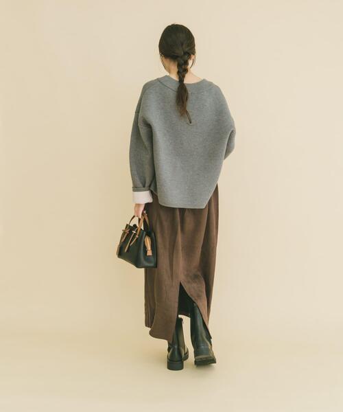 ITEMS URBANRESEARCH（アイテムズ アーバンリサーチ）の「『イージーケア』ベルト付きフェイクスエードスカート（スカート・レディース・イエロー/ネイビー/ブラウン・FREE）」の7枚目の写真