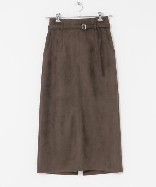 ITEMS URBANRESEARCH（アイテムズ アーバンリサーチ）の「『イージーケア』ベルト付きフェイクスエードスカート（スカート・レディース・イエロー/ネイビー/ブラウン・FREE）」の11枚目の写真