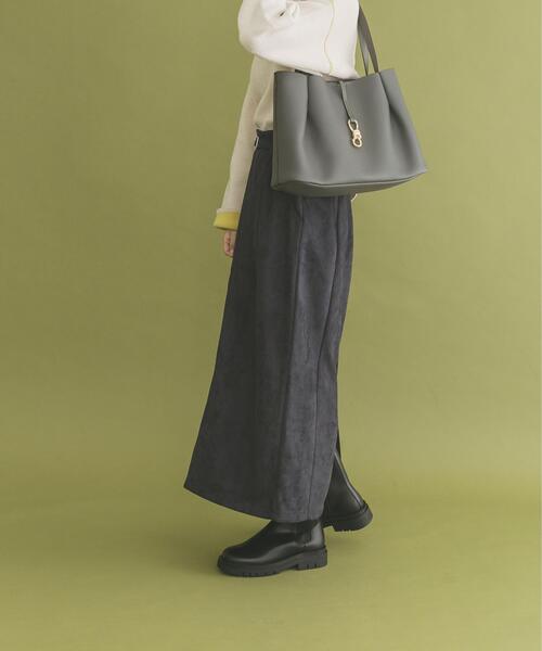 ITEMS URBANRESEARCH(アイテムズ アーバンリサーチ)の「『イージーケア』ベルト付きフェイクスエードスカート(スカート・レディース・イエロー/ネイビー/ブラウン・FREE)」の4枚目の写真