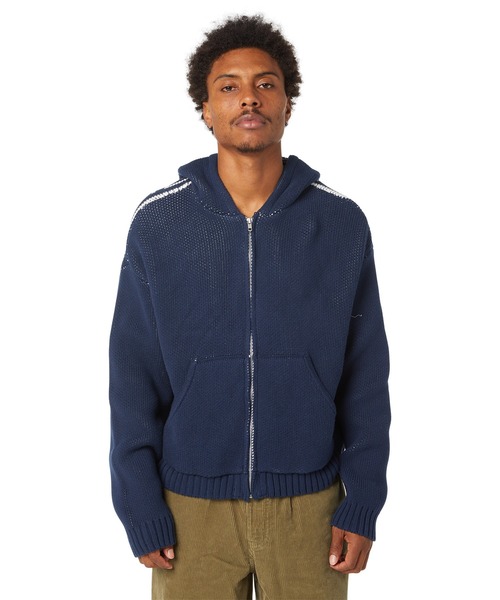 HUF（ハフ）の「TOKEN ZIP HOODED SWEATER（ニット/セーター・メンズ・ネイビー/ライトベージュ・S/L/XL/XXL/M）」の3枚目の写真