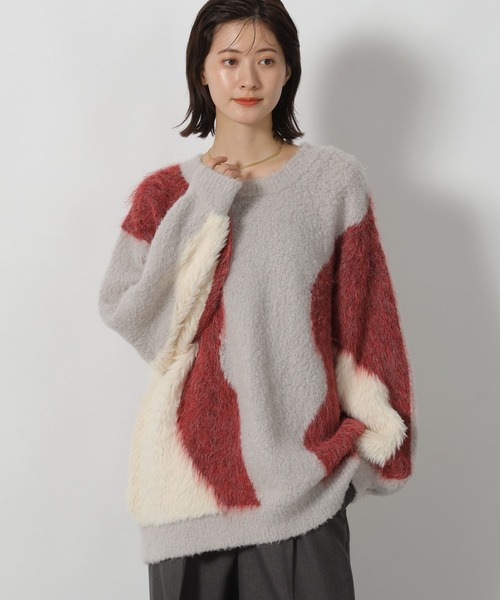 LAKOLE（ラコレ）の「インターシャ配色プルオーバー / 583728（ニット/セーター・レディース・チャコールグレー/ベージュ/イエロー/レッド・FREE）」の20枚目の写真