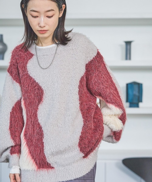 LAKOLE（ラコレ）の「インターシャ配色プルオーバー / 583728（ニット/セーター・レディース・チャコールグレー/ベージュ/イエロー/レッド・FREE）」の19枚目の写真