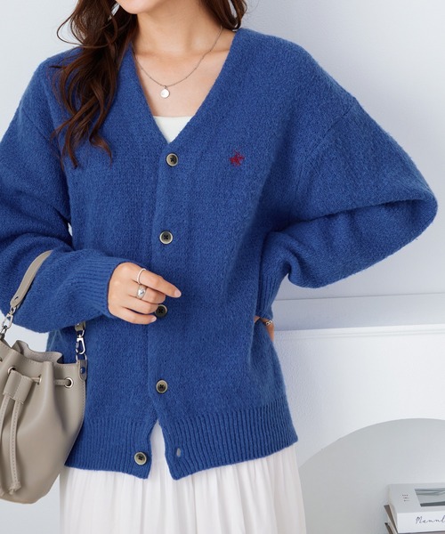 BEVERLY HILLS POLO CLUB（ビバリーヒルズポロクラブ）の「【BEVERLY HILLS POLO CLUB】ロング丈Ｖネックニットカーデ（カーディガン/ボレロ・レディース・ブルー/グレー/レッド・LL/L/M）」の2枚目の写真