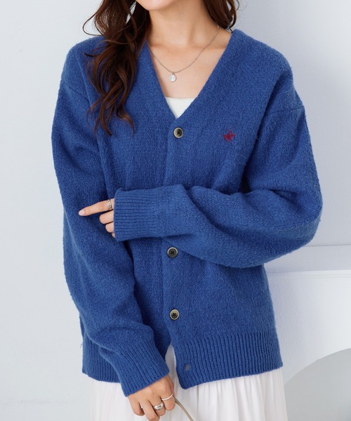 BEVERLY HILLS POLO CLUB（ビバリーヒルズポロクラブ）の「【BEVERLY HILLS POLO CLUB】ロング丈Ｖネックニットカーデ（カーディガン/ボレロ・レディース・ブルー/グレー/レッド・LL/L/M）」の6枚目の写真