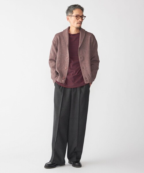 SHIPS（シップス）の「SHIPS:〈手洗い可能〉ミックス ポリ ショールカラー ニット カーディガン（カーディガン/ボレロ・メンズ・ダークグレー/ブラウン/ネイビー・SMALL/MEDIUM/LARGE/X-LARGE）」の4枚目の写真