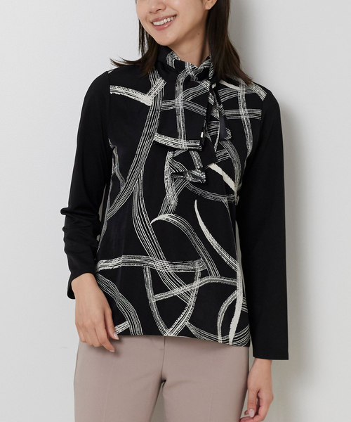 NARACAMICIE(ナラカミーチェ)の「【NARACAMICIE】ボウタイドッキングカットソー(Tシャツ/カットソー・レディース・ブラック/ホワイト・M/XL)」の13枚目の写真