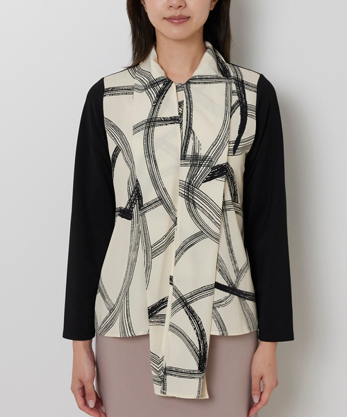 NARACAMICIE(ナラカミーチェ)の「【NARACAMICIE】ボウタイドッキングカットソー(Tシャツ/カットソー・レディース・ブラック/ホワイト・M/XL)」の19枚目の写真