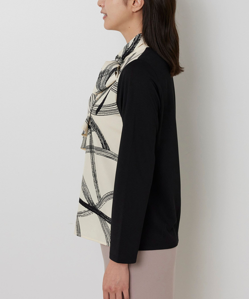 NARACAMICIE(ナラカミーチェ)の「【NARACAMICIE】ボウタイドッキングカットソー(Tシャツ/カットソー・レディース・ブラック/ホワイト・M/XL)」の15枚目の写真