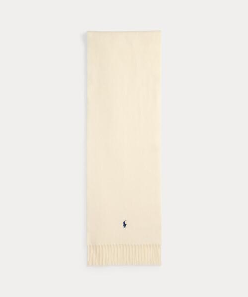 POLO RALPH LAUREN(ポロ ラルフ ローレン)の「フリンジトリム ウール マフラー(マフラー・レディース・ナチュラル・ONE)」の2枚目の写真