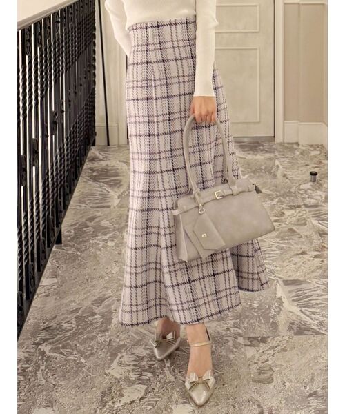 MERCURYDUO（マーキュリーデュオ）の「オリジナルロービングチェックマーメイドスカート（スカート・レディース・ブラック/レッド/オフホワイト/パープル・SMALL/MEDIUM）」の3枚目の写真