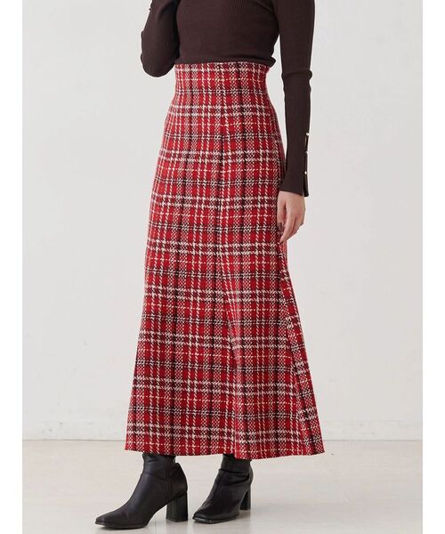 MERCURYDUO（マーキュリーデュオ）の「オリジナルロービングチェックマーメイドスカート（スカート・レディース・ブラック/レッド/オフホワイト/パープル・SMALL/MEDIUM）」の4枚目の写真