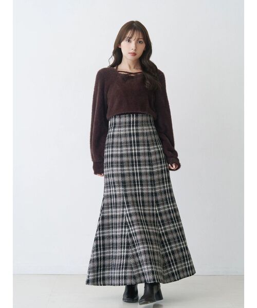 MERCURYDUO（マーキュリーデュオ）の「オリジナルロービングチェックマーメイドスカート（スカート・レディース・ブラック/レッド/オフホワイト/パープル・SMALL/MEDIUM）」の9枚目の写真