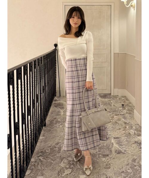 MERCURYDUO（マーキュリーデュオ）の「オリジナルロービングチェックマーメイドスカート（スカート・レディース・ブラック/レッド/オフホワイト/パープル・SMALL/MEDIUM）」の18枚目の写真