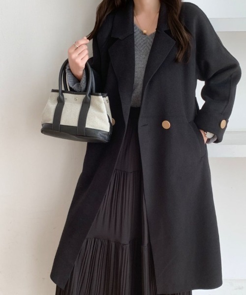 セール】袖折り返しゴールドボタンチェスターコート（チェスターコート