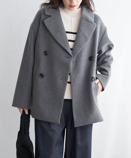 ikka（イッカ）の「【静電防止】ウールライクストレッチテーラーコート（テーラードジャケット・レディース・ブラウン/チャコール/ブラウン系その他・M/L/S）」の2枚目の写真