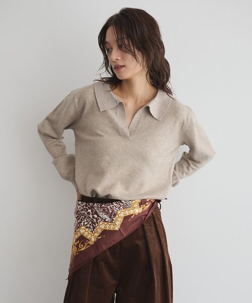 GARAGE OF GOOD CLOTHING（ガレージオブグッドクロージング）の「ポロ襟ニットプルオーバー（ニット/セーター・レディース・モカ/ブラック/チャコールグレー・FREE）」の3枚目の写真